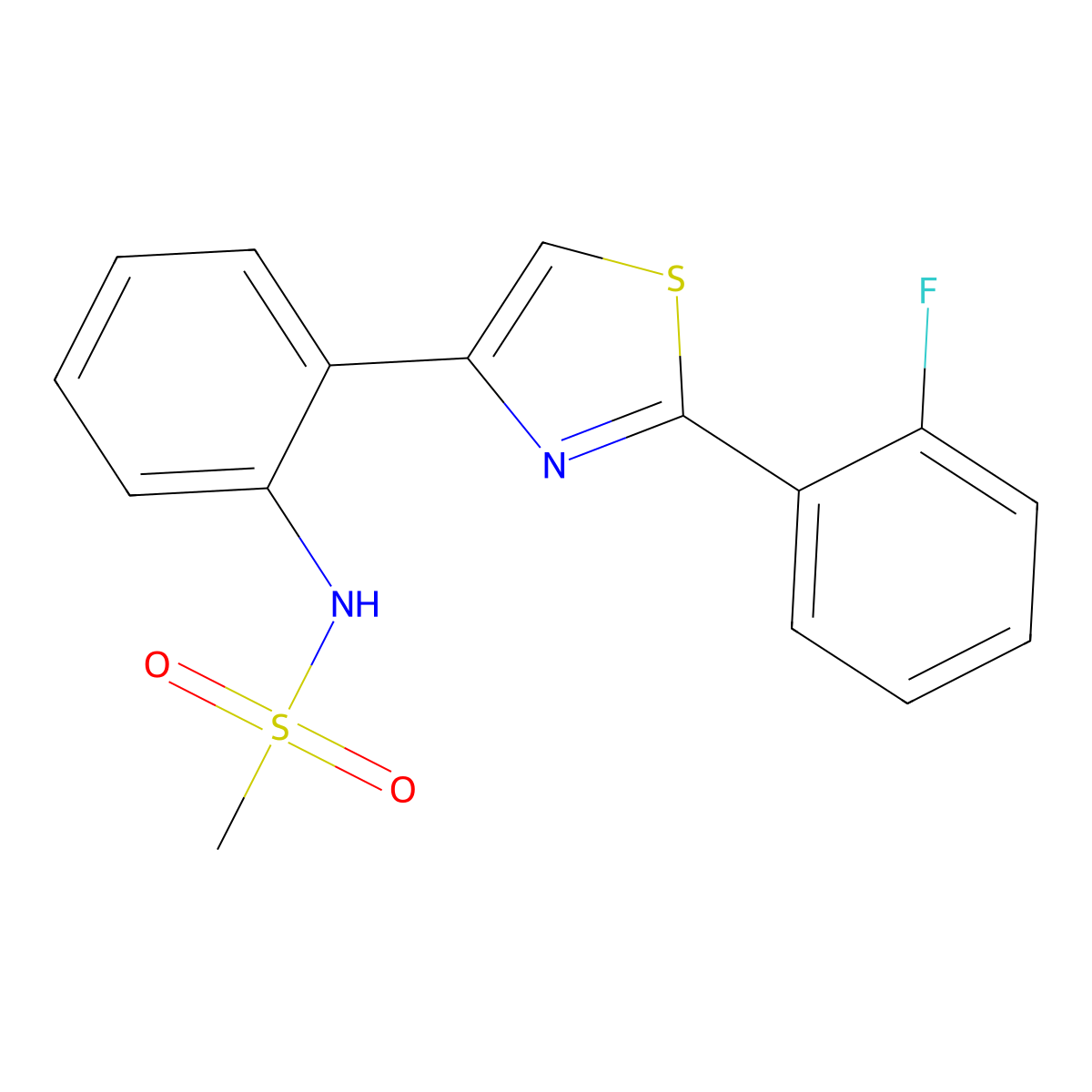N-(2-(2-(2-fluorophenyl)thiazol-4-yl)phenyl)methanesulfonamide molecular structure, CAS 1795089-68-7
