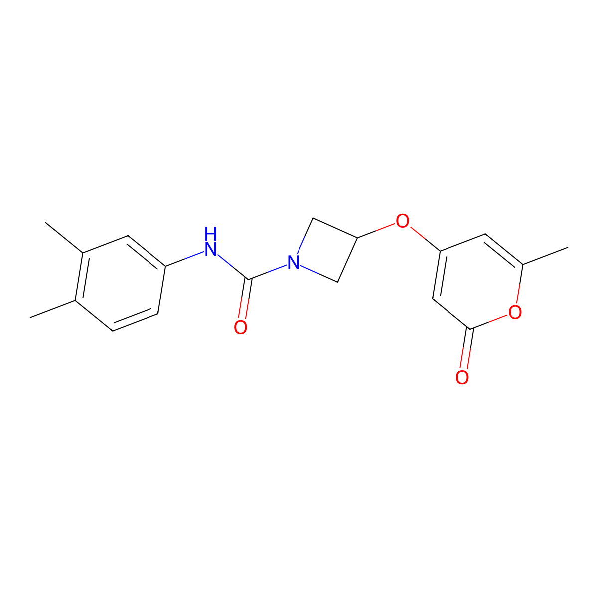 N-(3,4-dimethylphenyl)-3-((6-methyl-2-oxo-2H-pyran-4-yl)oxy)azetidine-1-carboxamide molecular structure, CAS 1795089-72-3
