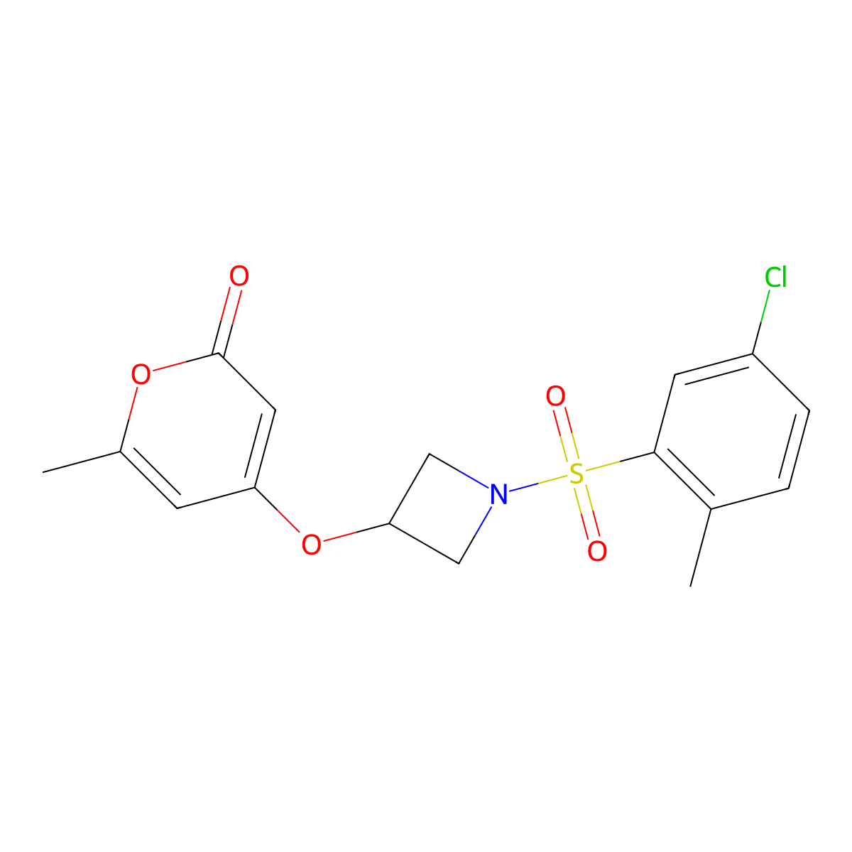 4-((1-((5-chloro-2-methylphenyl)sulfonyl)azetidin-3-yl)oxy)-6-methyl-2H-pyran-2-one molecular structure, CAS 1795089-76-7