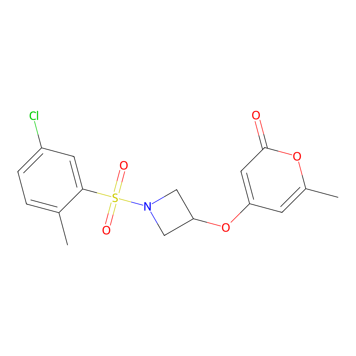 4-((1-((5-chloro-2-methylphenyl)sulfonyl)azetidin-3-yl)oxy)-6-methyl-2H-pyran-2-one molecular structure, CAS 1795089-76-7