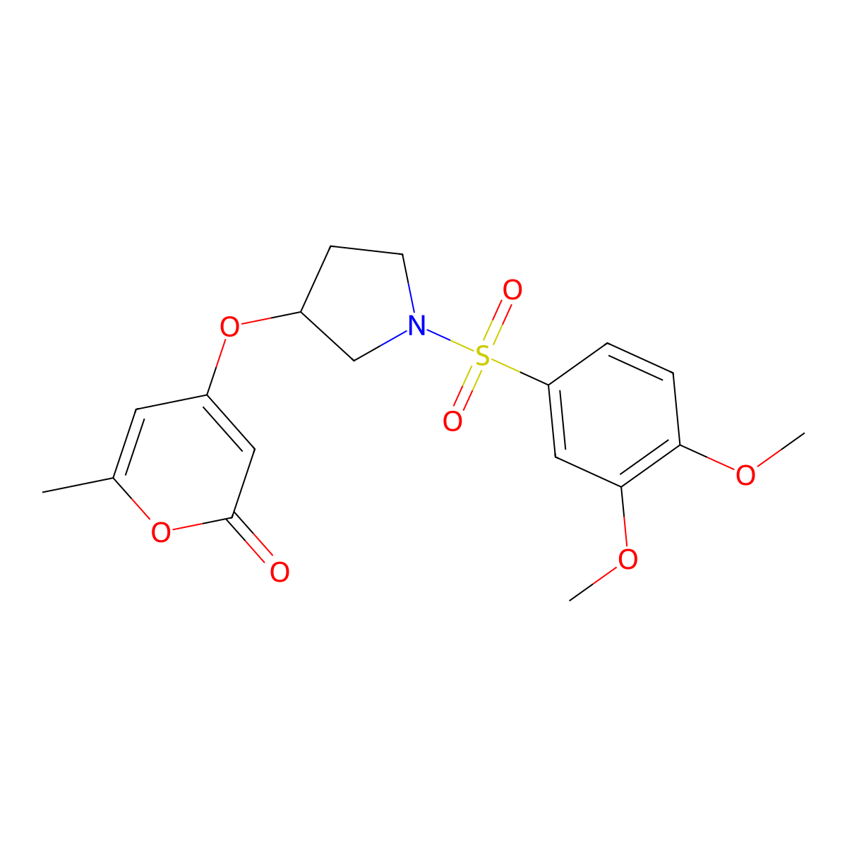 4-((1-((3,4-dimethoxyphenyl)sulfonyl)pyrrolidin-3-yl)oxy)-6-methyl-2H-pyran-2-one molecular structure, CAS 1795089-81-4
