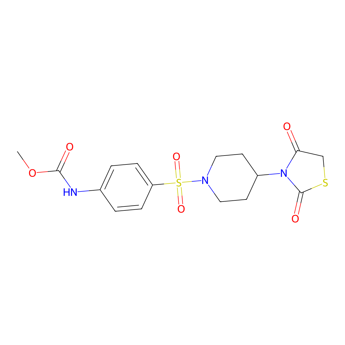 Methyl (4-((4-(2,4-dioxothiazolidin-3-yl)piperidin-1-yl)sulfonyl)phenyl)carbamate molecular structure, CAS 1795090-09-3