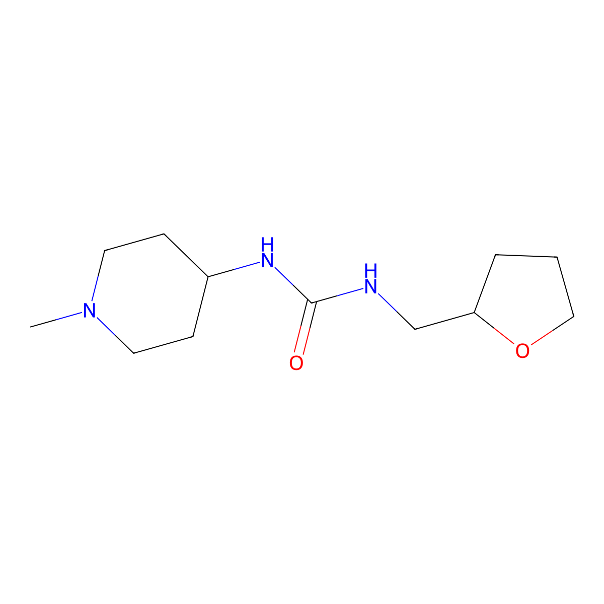 1-(1-Methylpiperidin-4-yl)-3-[(oxolan-2-yl)methyl]urea molecular structure, CAS 1795169-20-8
