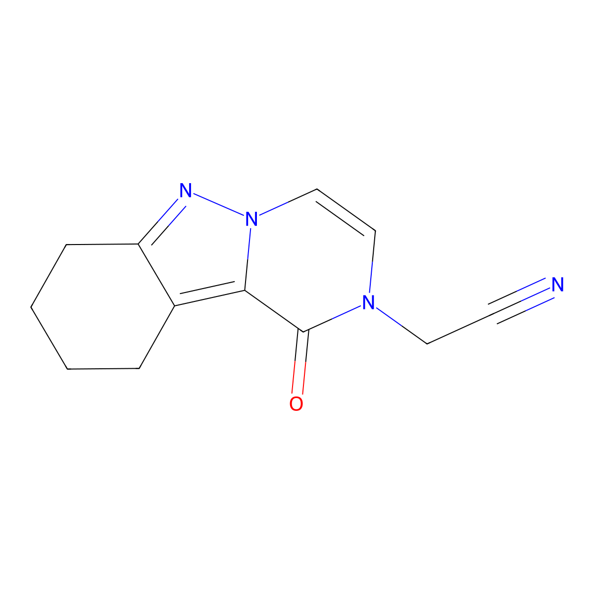 (1-oxo-7,8,9,10-tetrahydropyrazino[1,2-b]indazol-2(1H)-yl)acetonitrile molecular structure, CAS 1795180-54-9