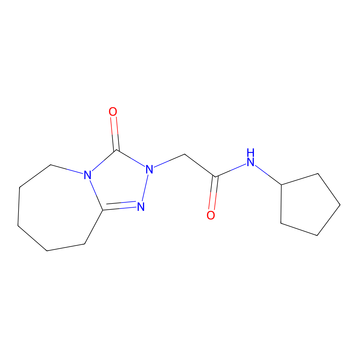 N-cyclopentyl-2-{3-oxo-2H,3H,5H,6H,7H,8H,9H-[1,2,4]triazolo[4,3-a]azepin-2-yl}acetamide molecular structure, CAS 1795180-87-8