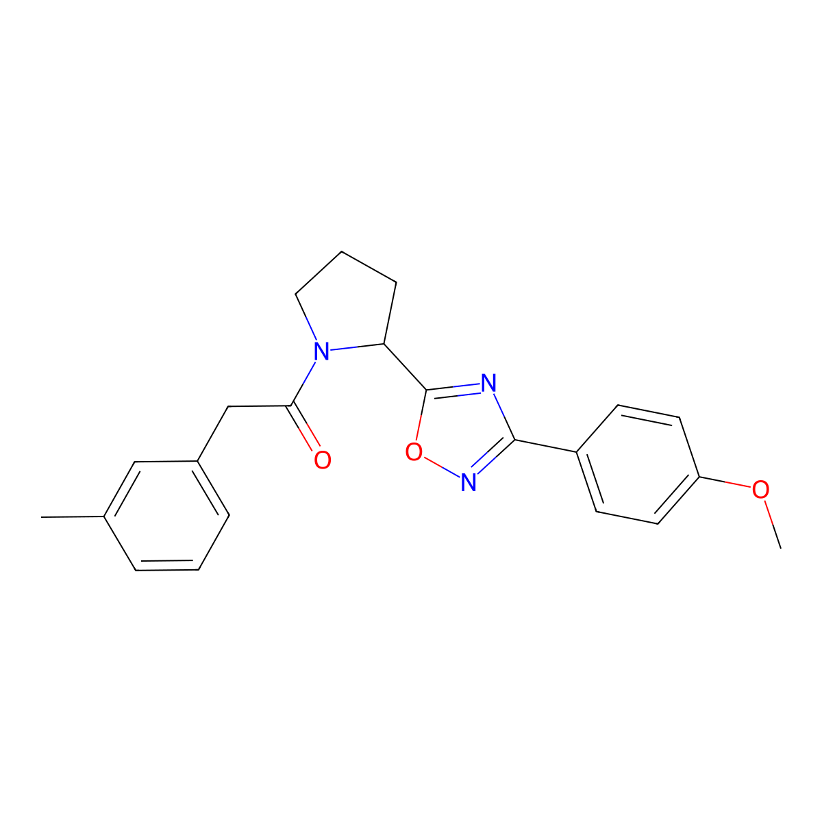 3-(4-Methoxyphenyl)-5-{1-[(3-methylphenyl)acetyl]pyrrolidin-2-yl}-1,2,4-oxadiazole molecular structure, CAS 1795181-28-0
