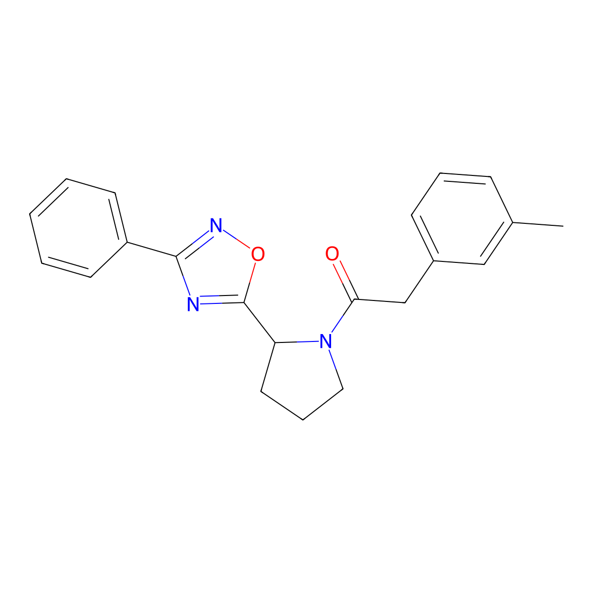 5-{1-[(3-Methylphenyl)acetyl]pyrrolidin-2-yl}-3-phenyl-1,2,4-oxadiazole molecular structure, CAS 1795181-43-9