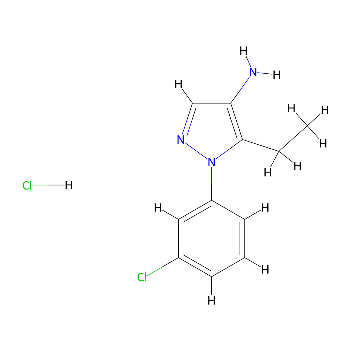 1-(3-chlorophenyl)-5-ethyl-1H-pyrazol-4-amine hydrochloride molecular structure, CAS 1795184-89-2