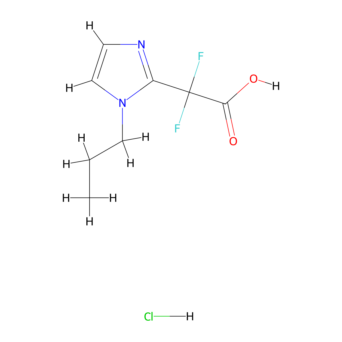 2,2-difluoro-2-(1-propyl-1H-imidazol-2-yl)acetic acid hydrochloride molecular structure, CAS 1795185-87-3