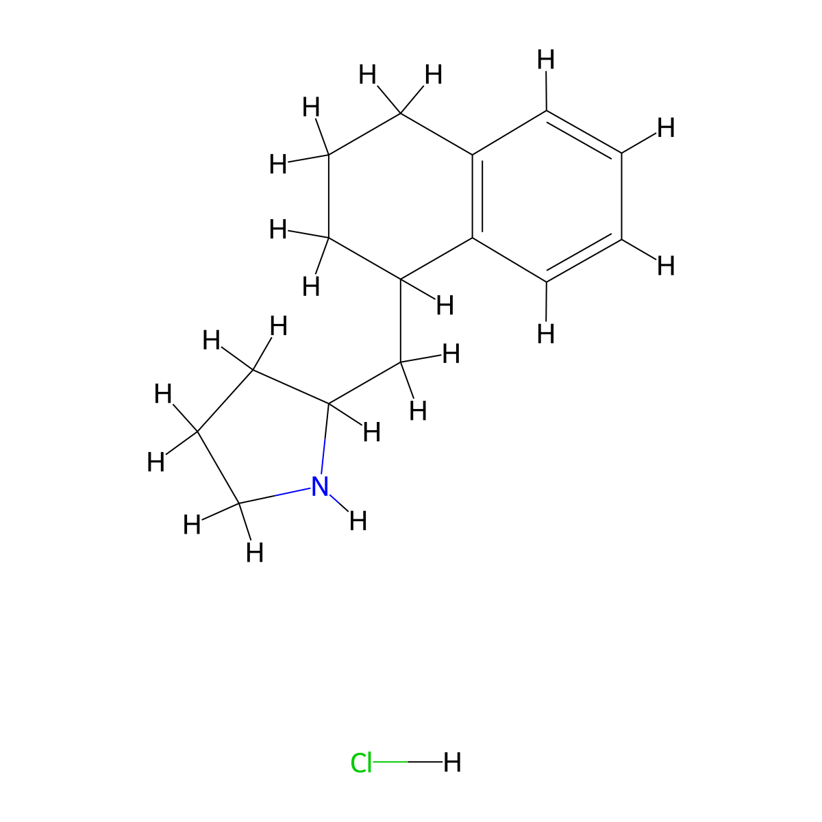 2-(1,2,3,4-Tetrahydronaphthalen-1-ylmethyl)pyrrolidine hydrochloride molecular structure, CAS 1795186-46-7