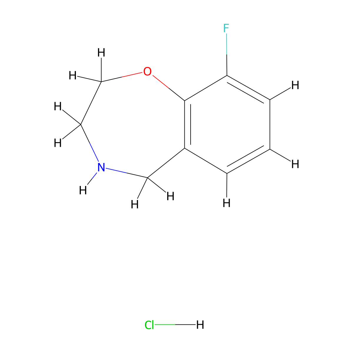 9-Fluoro-2,3,4,5-tetrahydro-1,4-benzoxazepine hydrochloride molecular structure, CAS 1795186-68-3