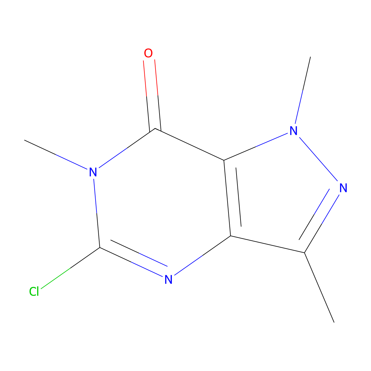 5-chloro-1,3,6-trimethyl-1H,6H,7H-pyrazolo[4,3-d]pyrimidin-7-one molecular structure, CAS 1795186-69-4