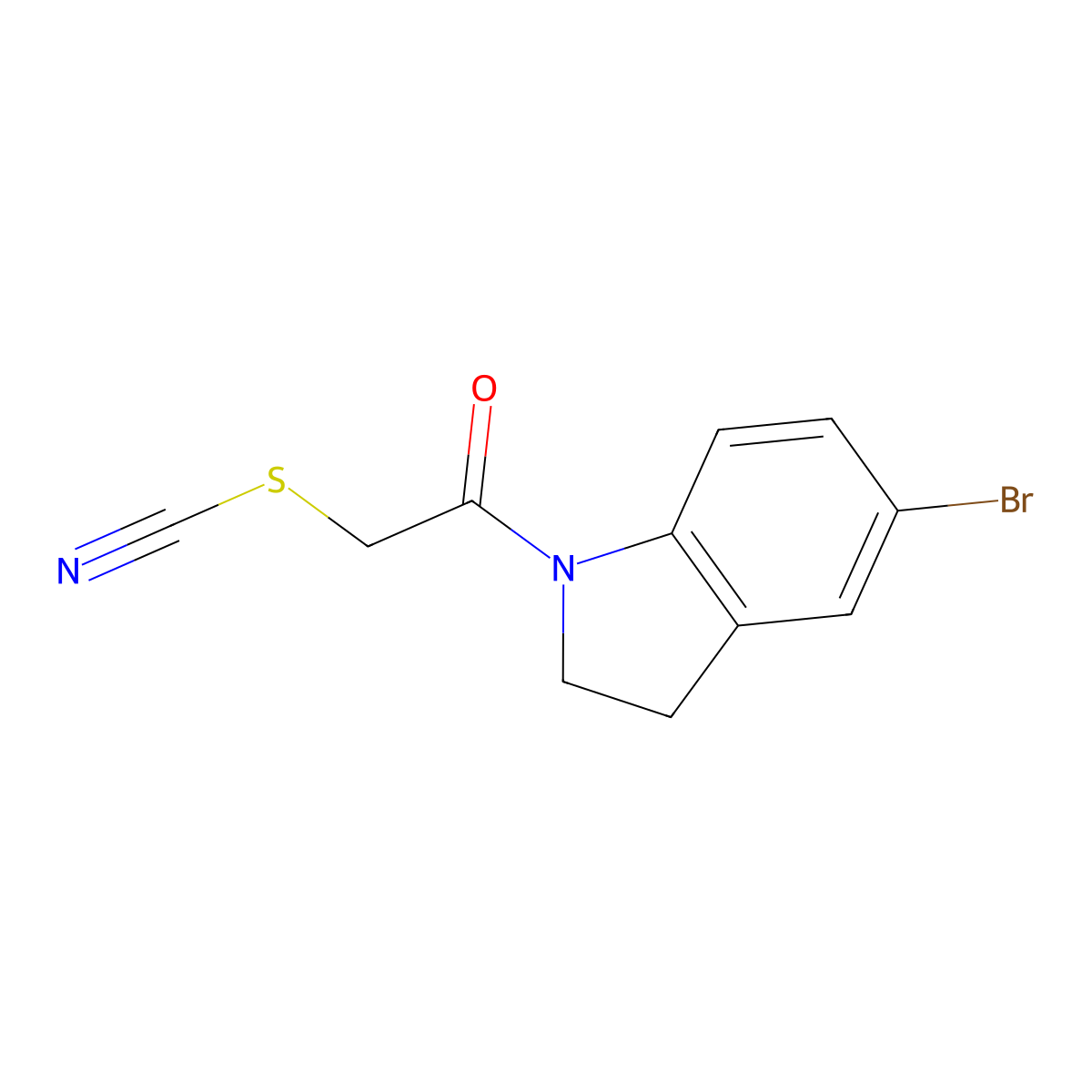 2-(5-bromo-2,3-dihydro-1H-indol-1-yl)-2-oxoethyl thiocyanate molecular structure, CAS 1795188-00-9