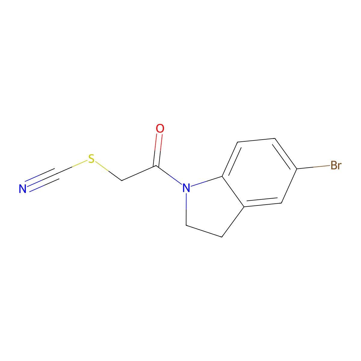 2-(5-bromo-2,3-dihydro-1H-indol-1-yl)-2-oxoethyl thiocyanate molecular structure, CAS 1795188-00-9