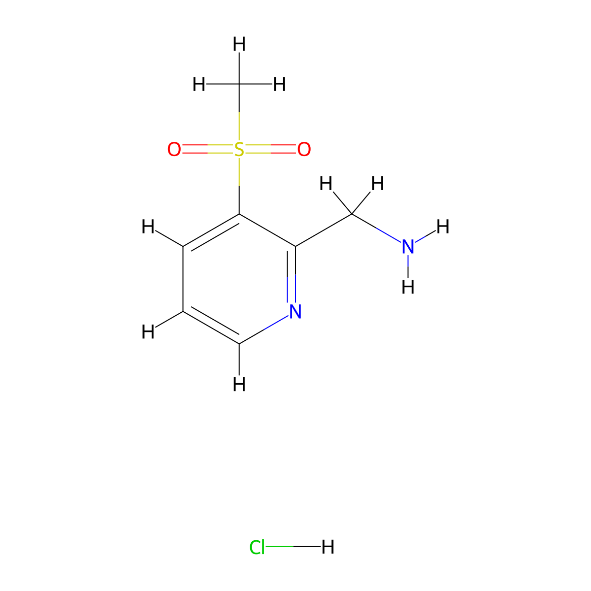 (3-Methanesulfonylpyridin-2-yl)methanamine hydrochloride molecular structure, CAS 1795188-95-2