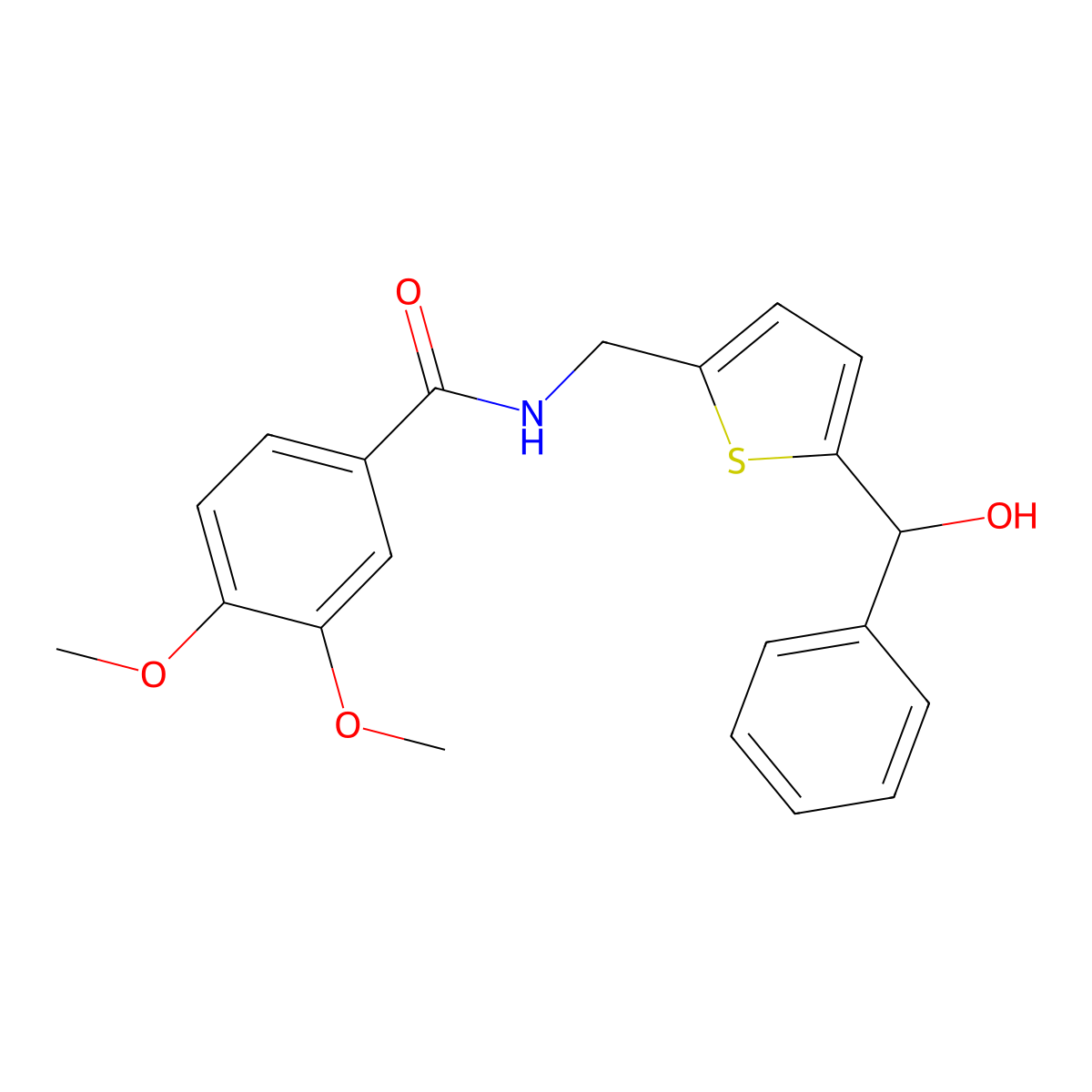 N-((5-(hydroxy(phenyl)methyl)thiophen-2-yl)methyl)-3,4-dimethoxybenzamide molecular structure, CAS 1795189-69-3