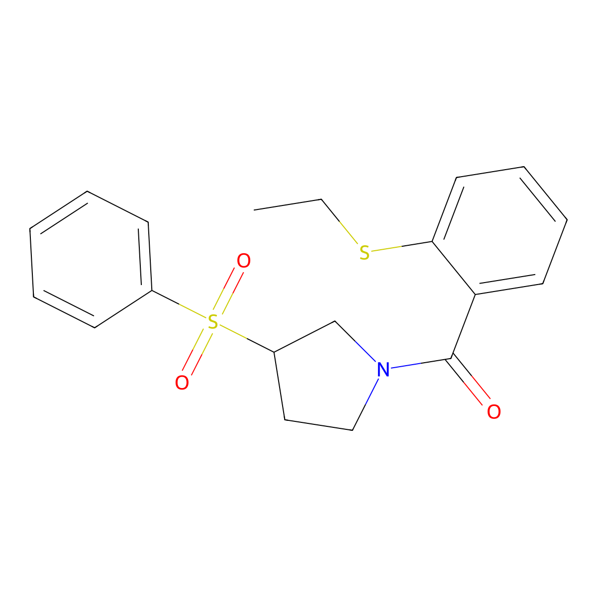 (2-(Ethylthio)phenyl)(3-(phenylsulfonyl)pyrrolidin-1-yl)methanone molecular structure, CAS 1795189-83-1
