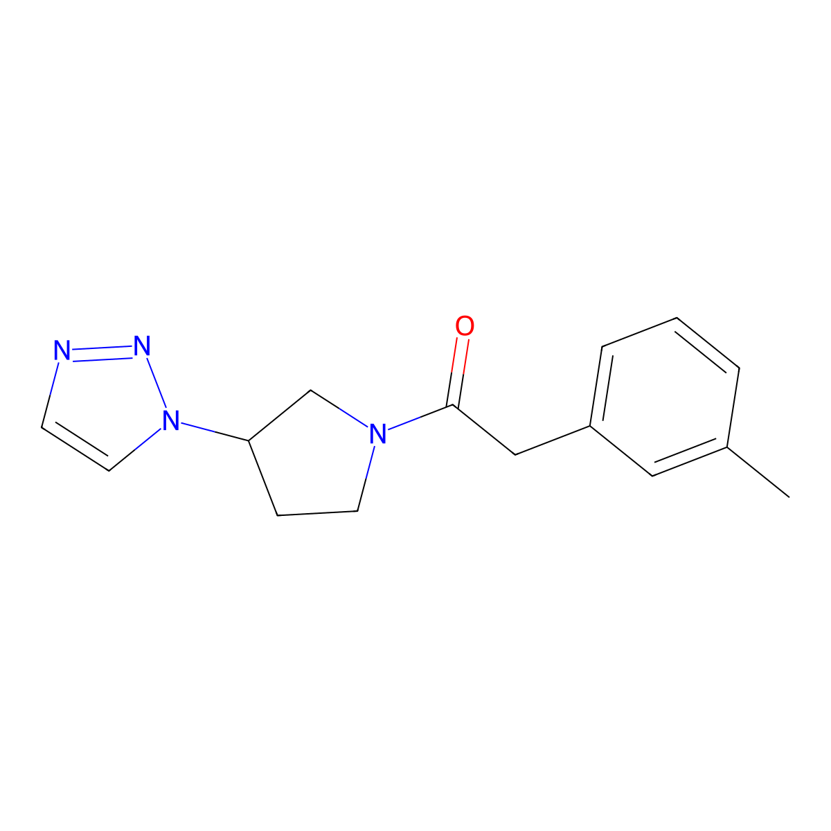 1-(3-(1H-1,2,3-triazol-1-yl)pyrrolidin-1-yl)-2-(m-tolyl)ethanone molecular structure, CAS 1795189-89-7