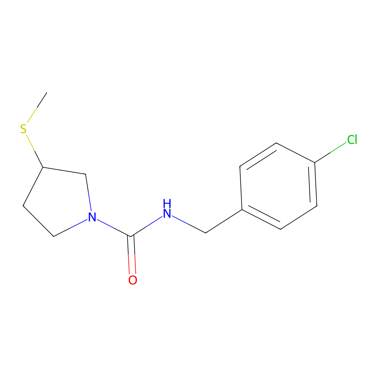 N-(4-chlorobenzyl)-3-(methylthio)pyrrolidine-1-carboxamide molecular structure, CAS 1795189-98-8