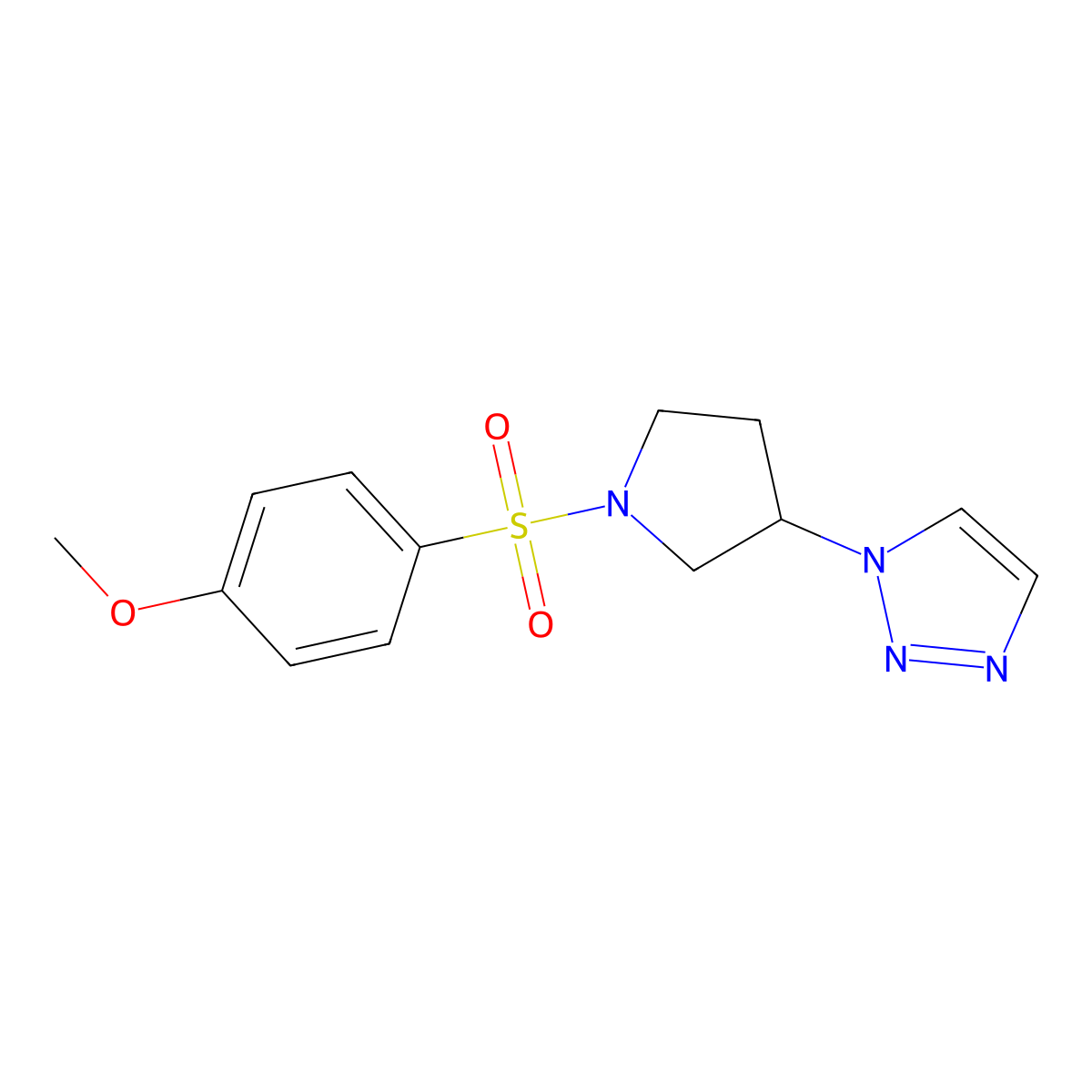 1-(1-((4-methoxyphenyl)sulfonyl)pyrrolidin-3-yl)-1H-1,2,3-triazole molecular structure, CAS 1795190-07-6