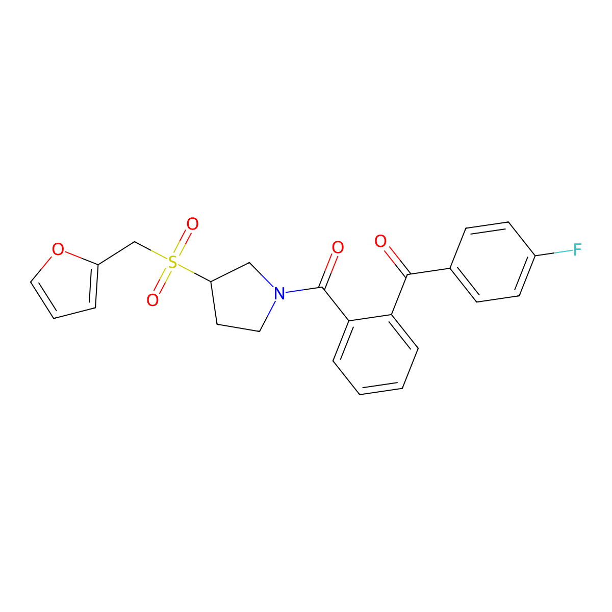(2-(4-Fluorobenzoyl)phenyl)(3-((furan-2-ylmethyl)sulfonyl)pyrrolidin-1-yl)methanone molecular structure, CAS 1795190-11-2