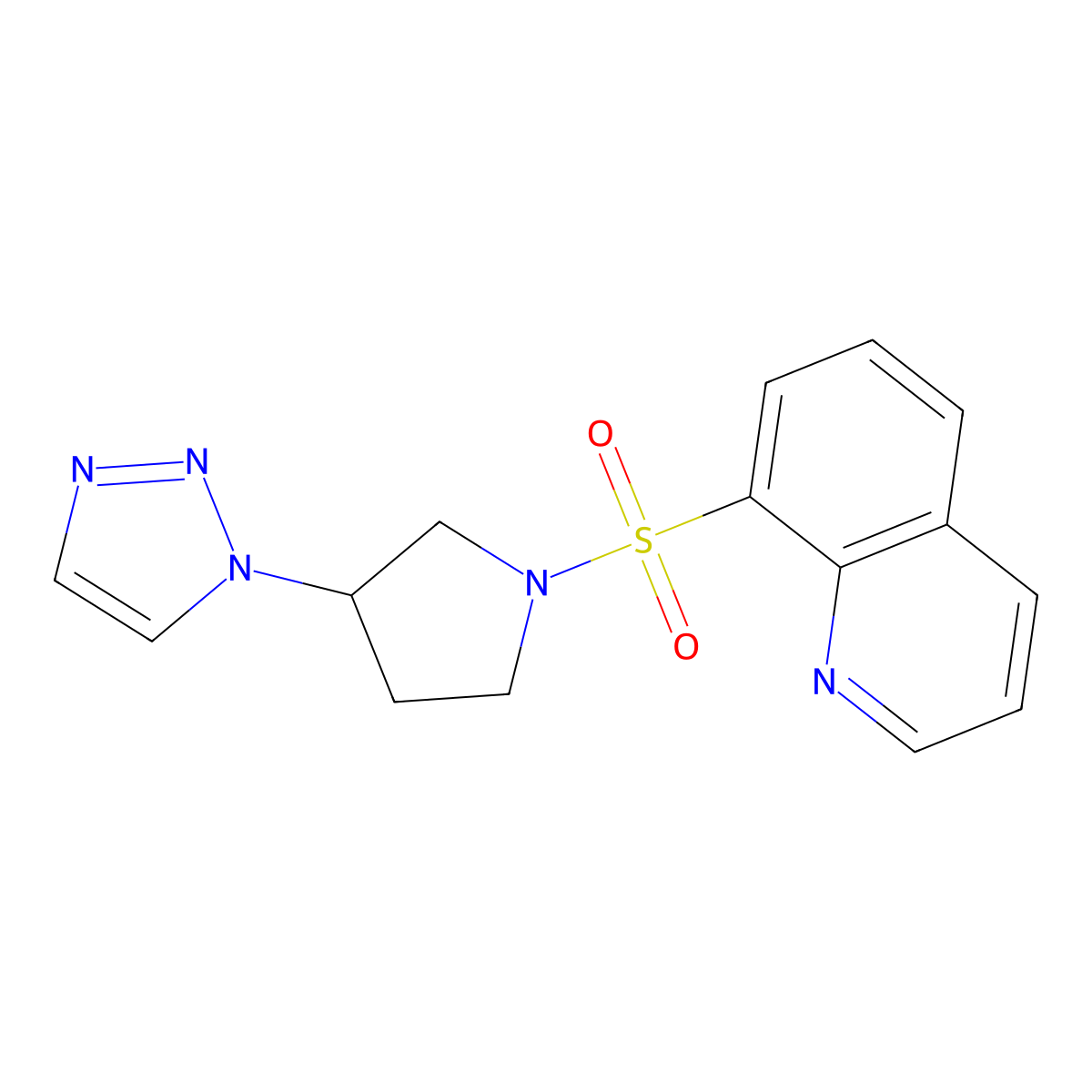 8-{[3-(1H-1,2,3-triazol-1-yl)pyrrolidin-1-yl]sulfonyl}quinoline molecular structure, CAS 1795190-14-5