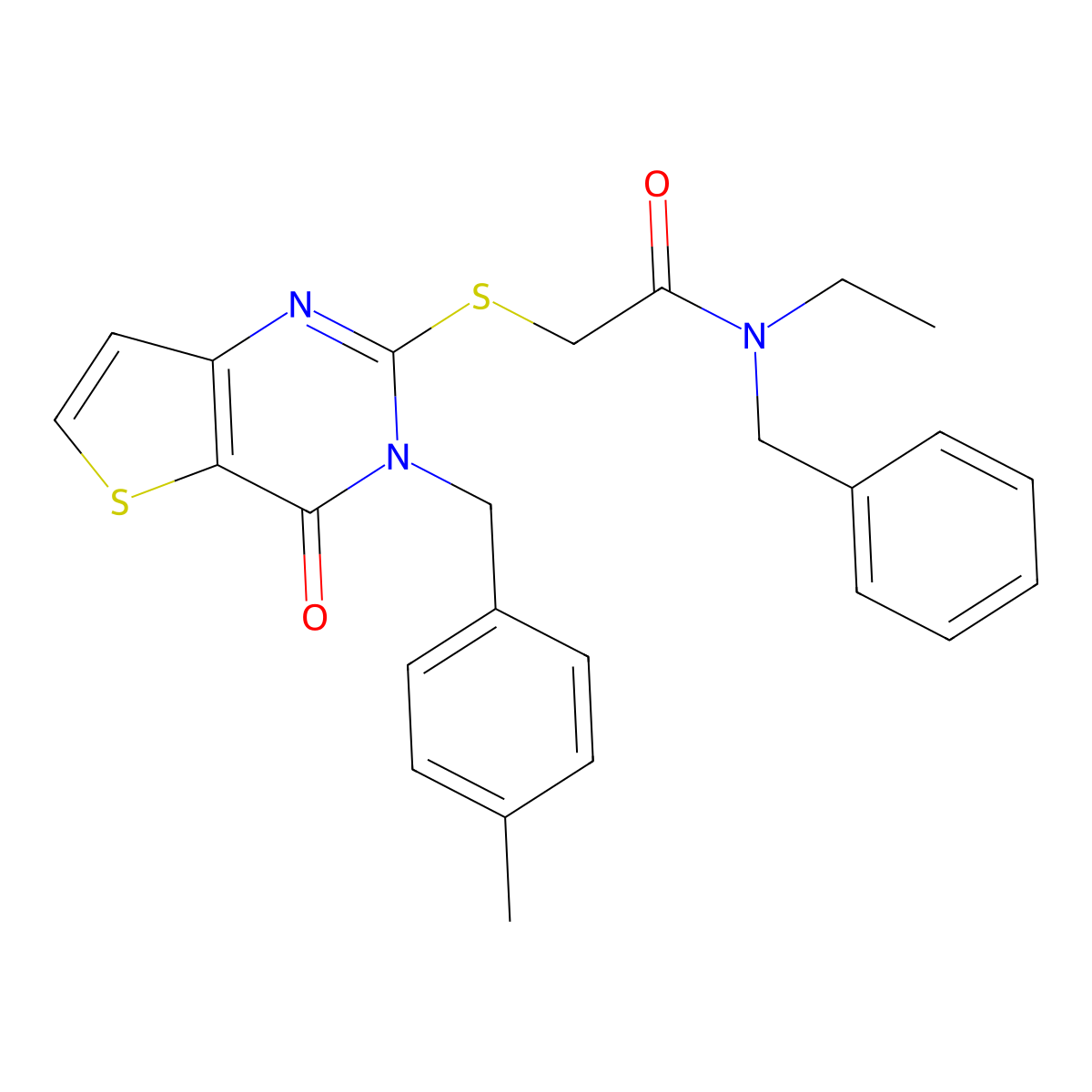 N-benzyl-N-ethyl-2-((3-(4-methylbenzyl)-4-oxo-3,4-dihydrothieno[3,2-d]pyrimidin-2-yl)thio)acetamide molecular structure, CAS 1795190-15-6