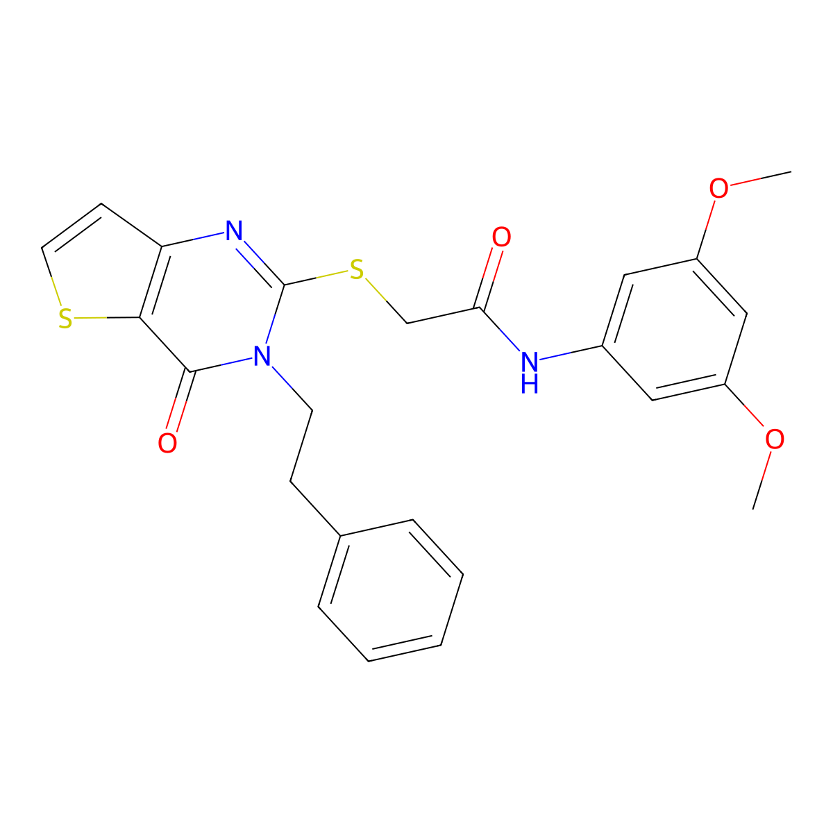 N-(3,5-dimethoxyphenyl)-2-((4-oxo-3-phenethyl-3,4-dihydrothieno[3,2-d]pyrimidin-2-yl)thio)acetamide molecular structure, CAS 1795190-24-7