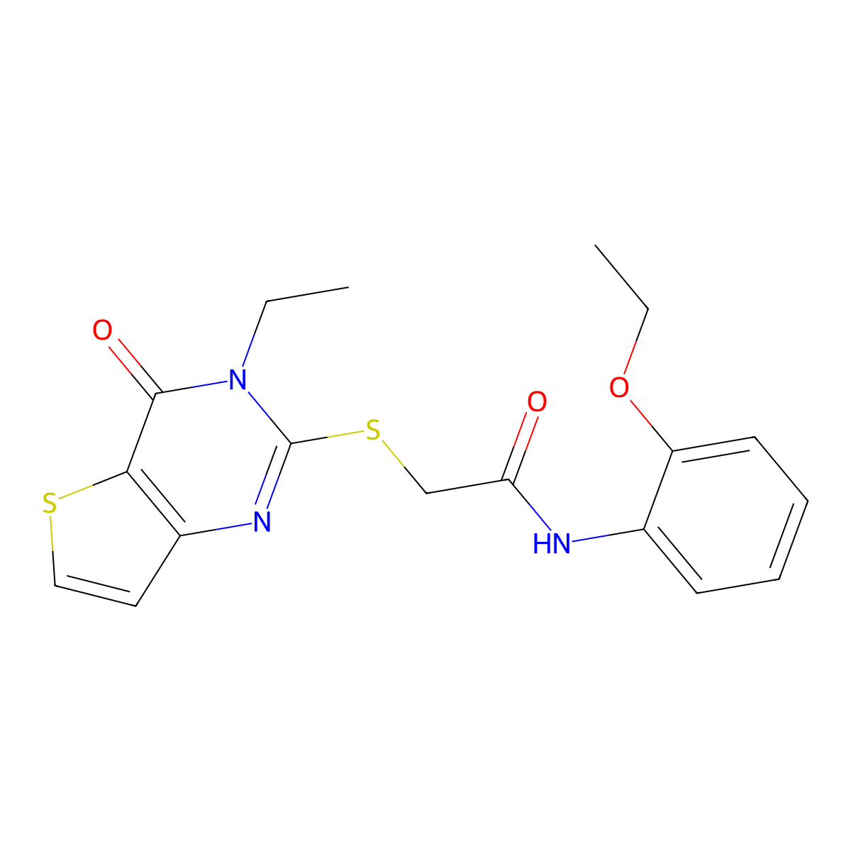 N-(2-ethoxyphenyl)-2-((3-ethyl-4-oxo-3,4-dihydrothieno[3,2-d]pyrimidin-2-yl)thio)acetamide molecular structure, CAS 1795190-29-2