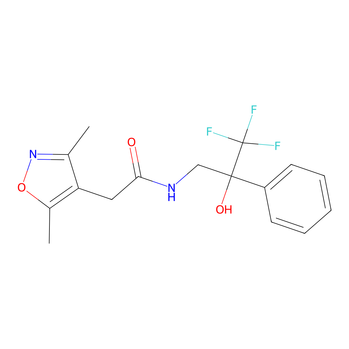 2-(3,5-dimethylisoxazol-4-yl)-N-(3,3,3-trifluoro-2-hydroxy-2-phenylpropyl)acetamide molecular structure, CAS 1795190-37-2