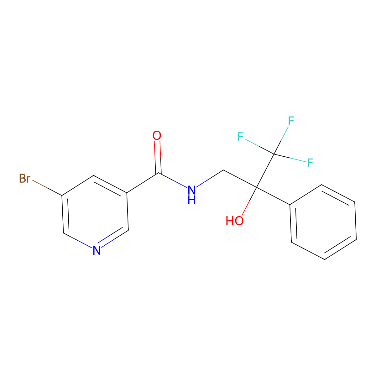 5-bromo-N-(3,3,3-trifluoro-2-hydroxy-2-phenylpropyl)nicotinamide molecular structure, CAS 1795190-39-4