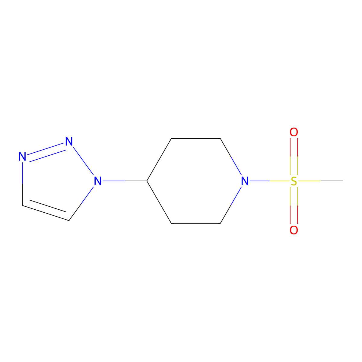 1-(methylsulfonyl)-4-(1H-1,2,3-triazol-1-yl)piperidine molecular structure, CAS 1795190-41-8