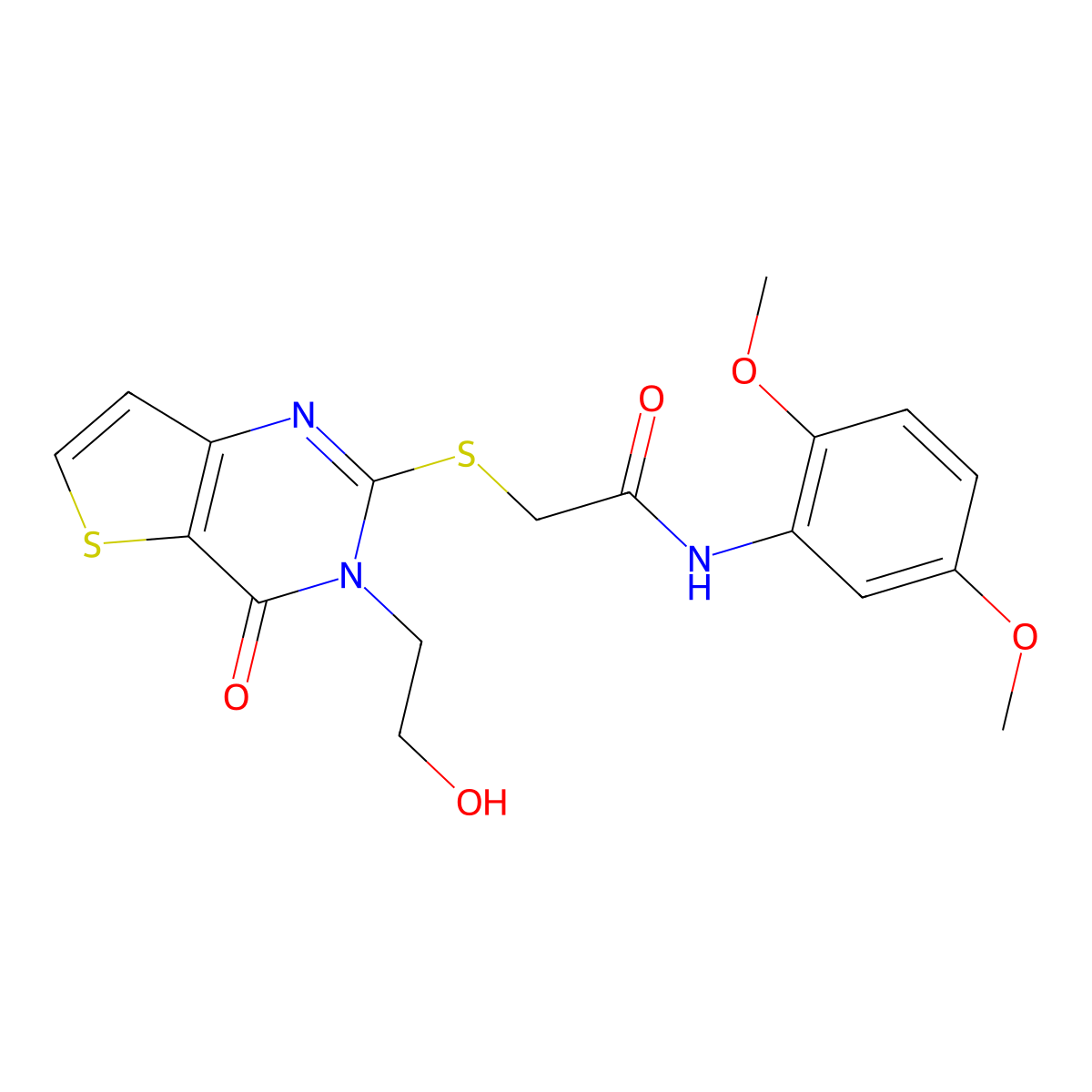 N-(2,5-dimethoxyphenyl)-2-((3-(2-hydroxyethyl)-4-oxo-3,4-dihydrothieno[3,2-d]pyrimidin-2-yl)thio)acetamide molecular structure, CAS 1795190-44-1