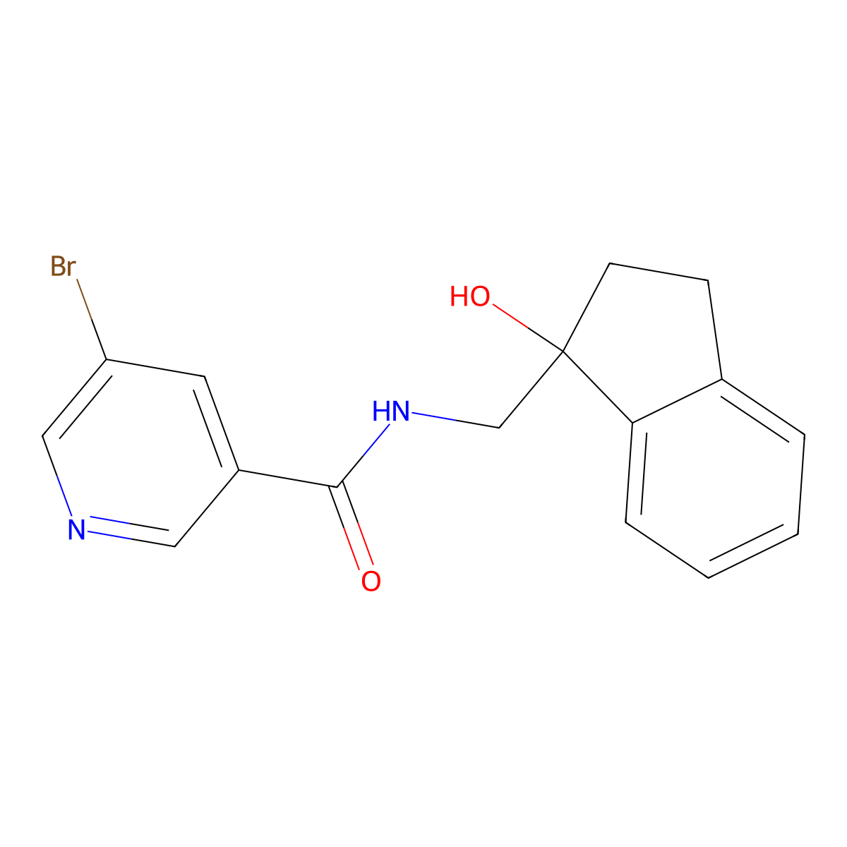 5-bromo-N-((1-hydroxy-2,3-dihydro-1H-inden-1-yl)methyl)nicotinamide molecular structure, CAS 1795190-50-9