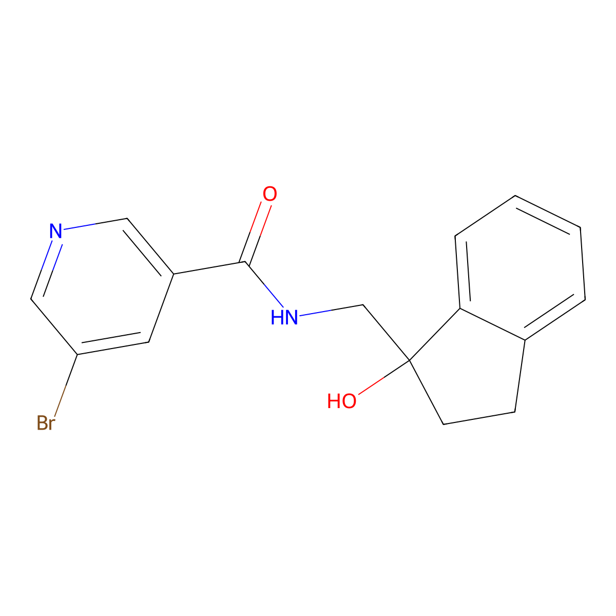 5-bromo-N-((1-hydroxy-2,3-dihydro-1H-inden-1-yl)methyl)nicotinamide molecular structure, CAS 1795190-50-9