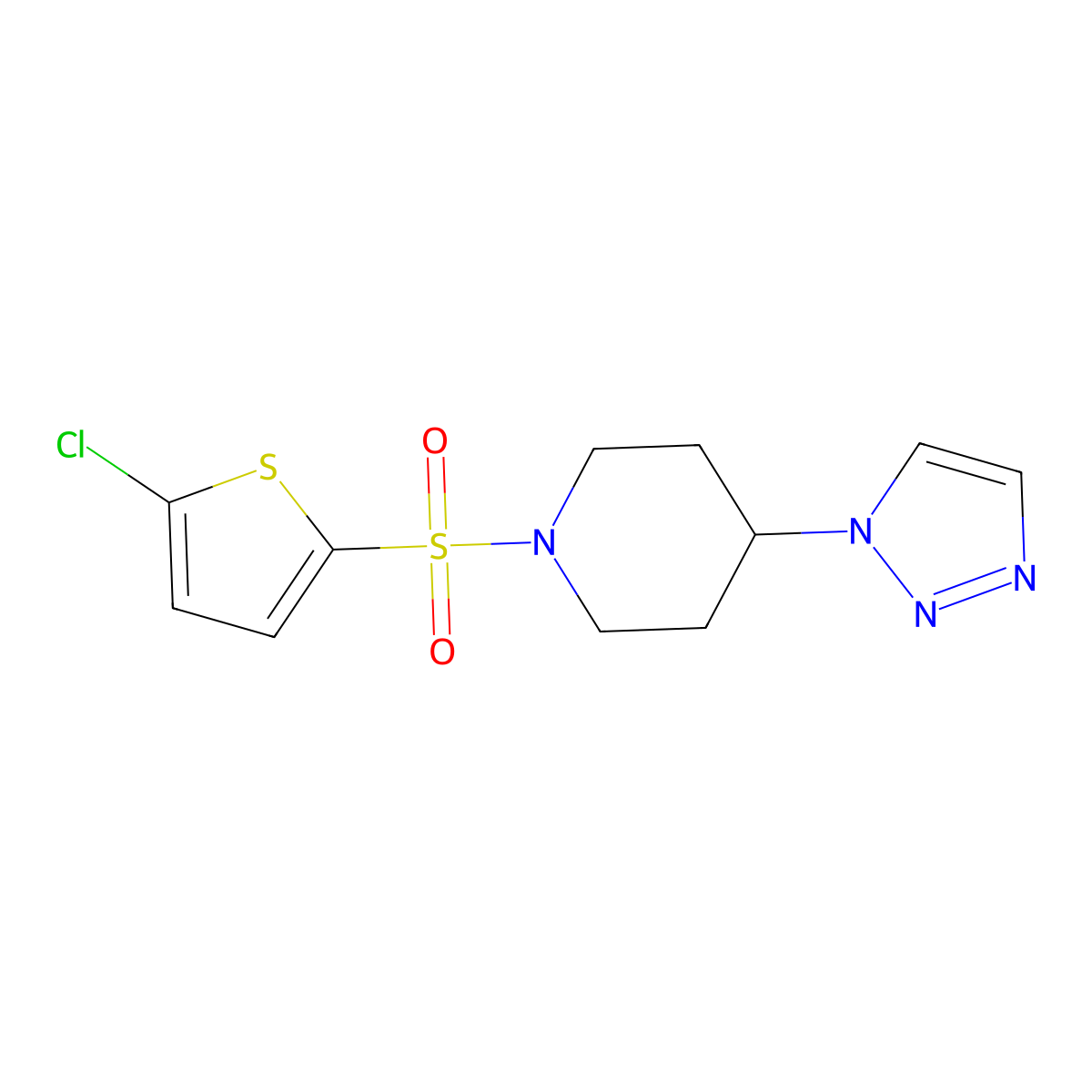 1-[(5-chlorothiophen-2-yl)sulfonyl]-4-(1H-1,2,3-triazol-1-yl)piperidine molecular structure, CAS 1795190-51-0