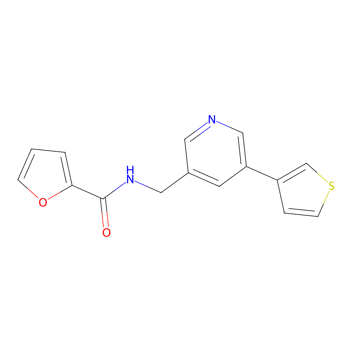 N-((5-(thiophen-3-yl)pyridin-3-yl)methyl)furan-2-carboxamide molecular structure, CAS 1795190-56-5