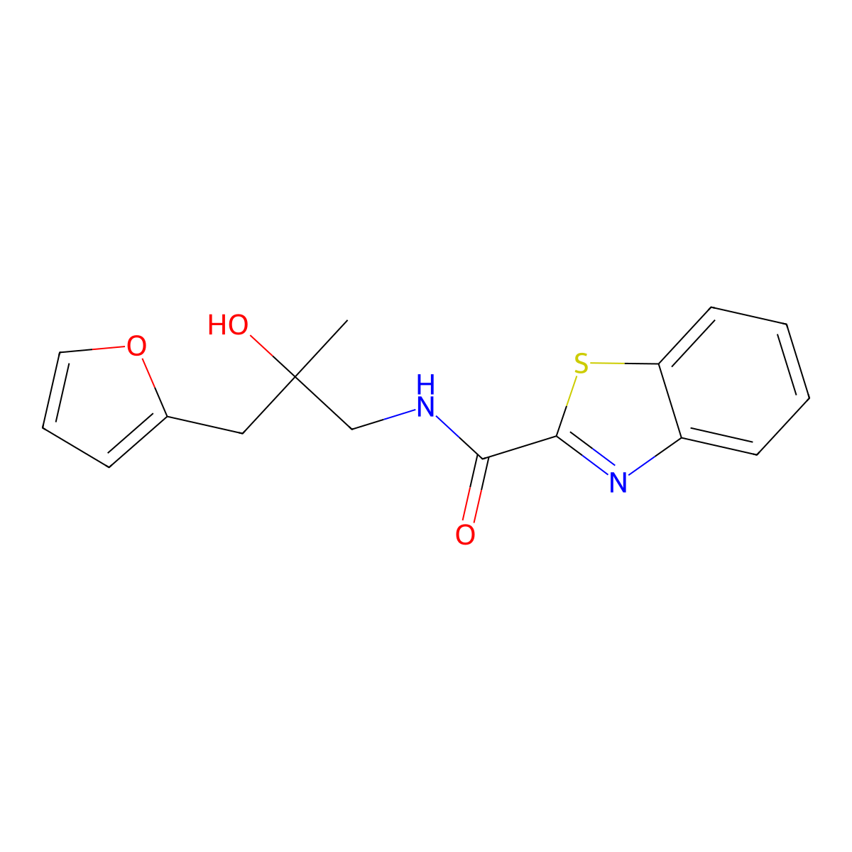 N-(3-(furan-2-yl)-2-hydroxy-2-methylpropyl)benzo[d]thiazole-2-carboxamide molecular structure, CAS 1795190-58-7