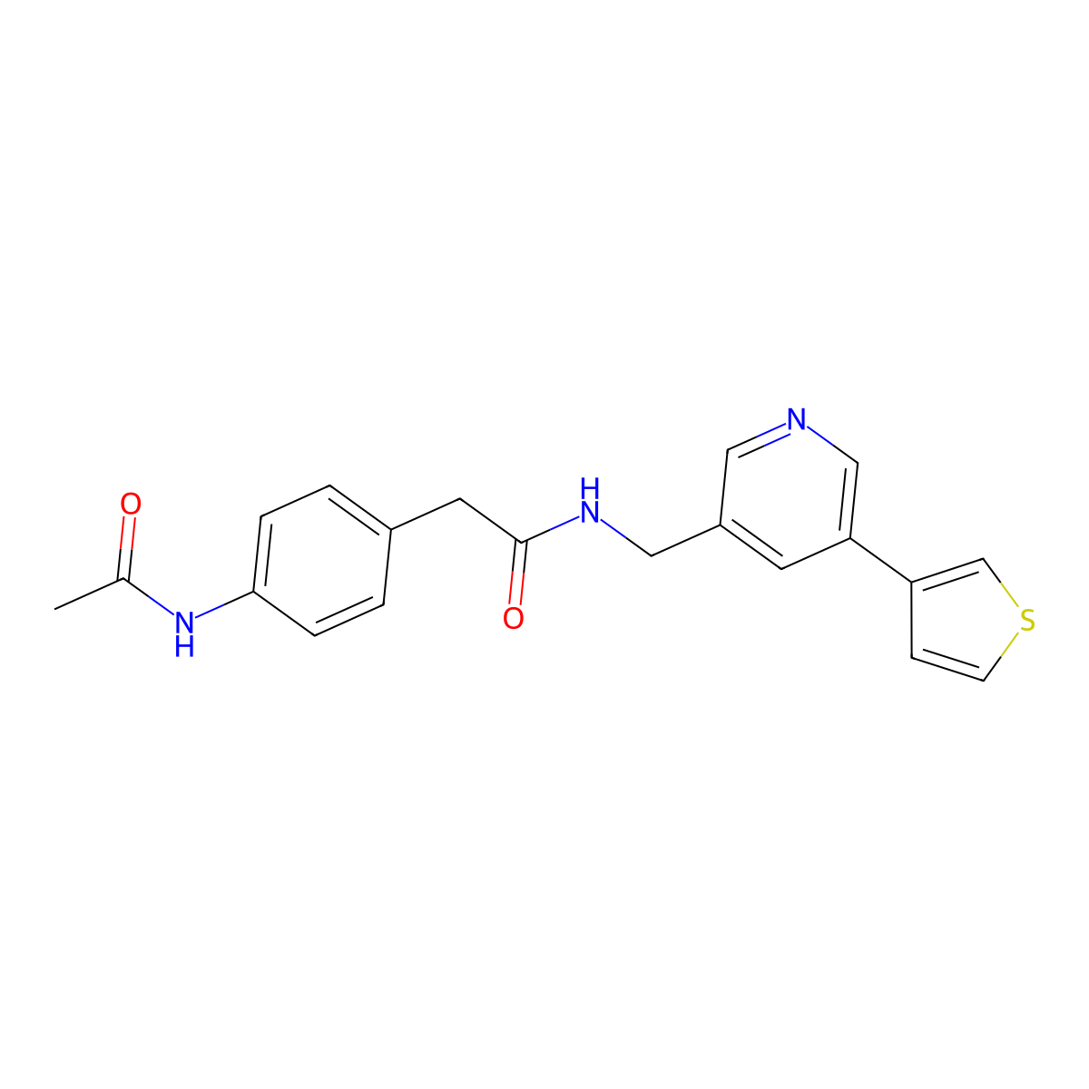 2-(4-acetamidophenyl)-N-((5-(thiophen-3-yl)pyridin-3-yl)methyl)acetamide molecular structure, CAS 1795190-87-2