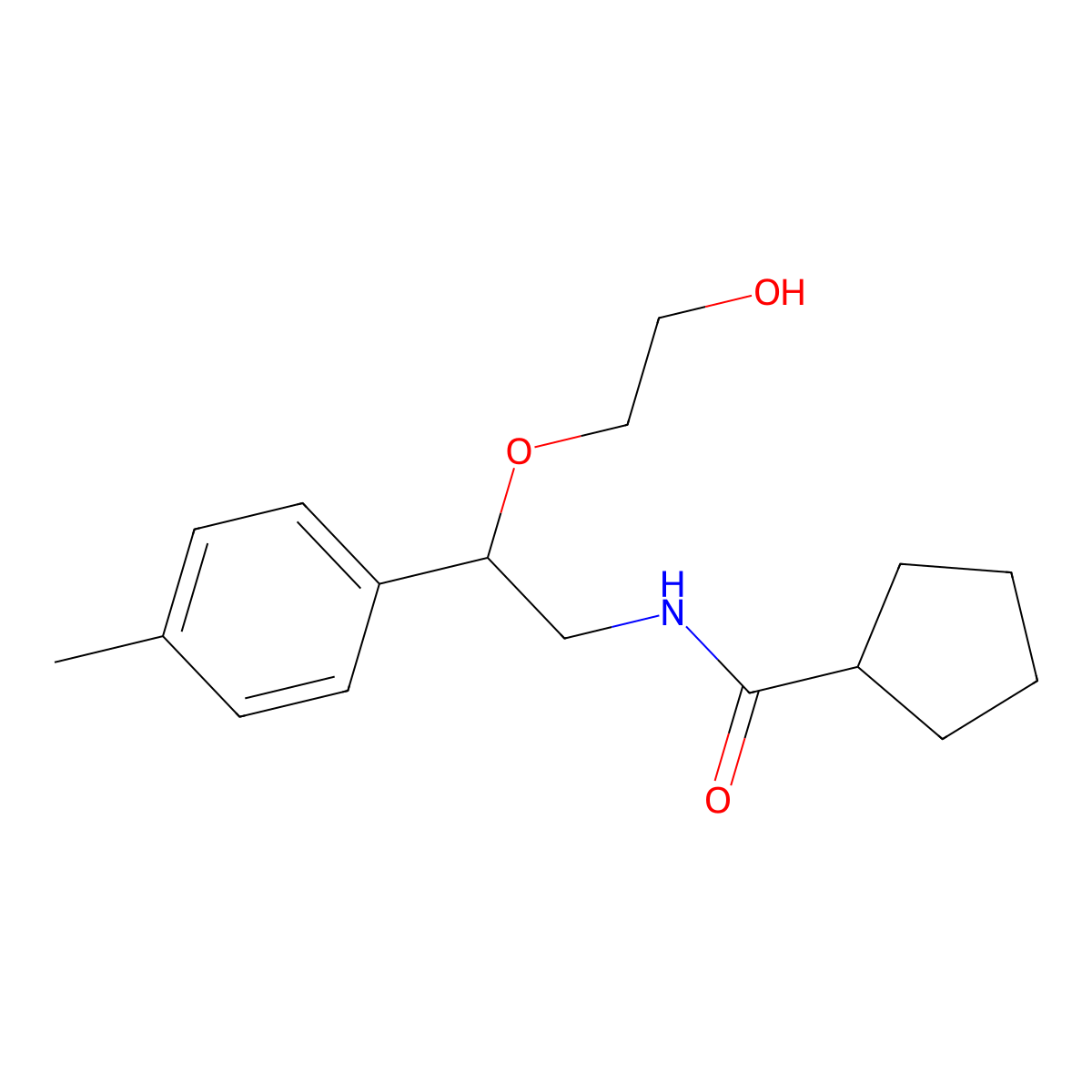 N-(2-(2-hydroxyethoxy)-2-(p-tolyl)ethyl)cyclopentanecarboxamide molecular structure, CAS 1795190-95-2