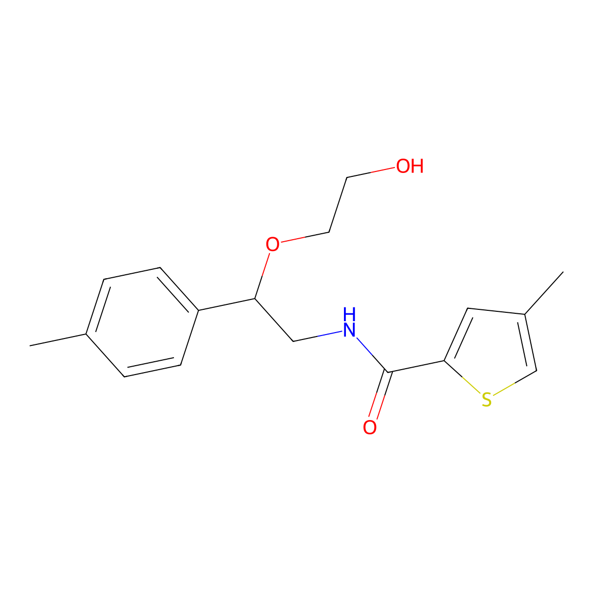 N-(2-(2-hydroxyethoxy)-2-(p-tolyl)ethyl)-4-methylthiophene-2-carboxamide molecular structure, CAS 1795191-00-2