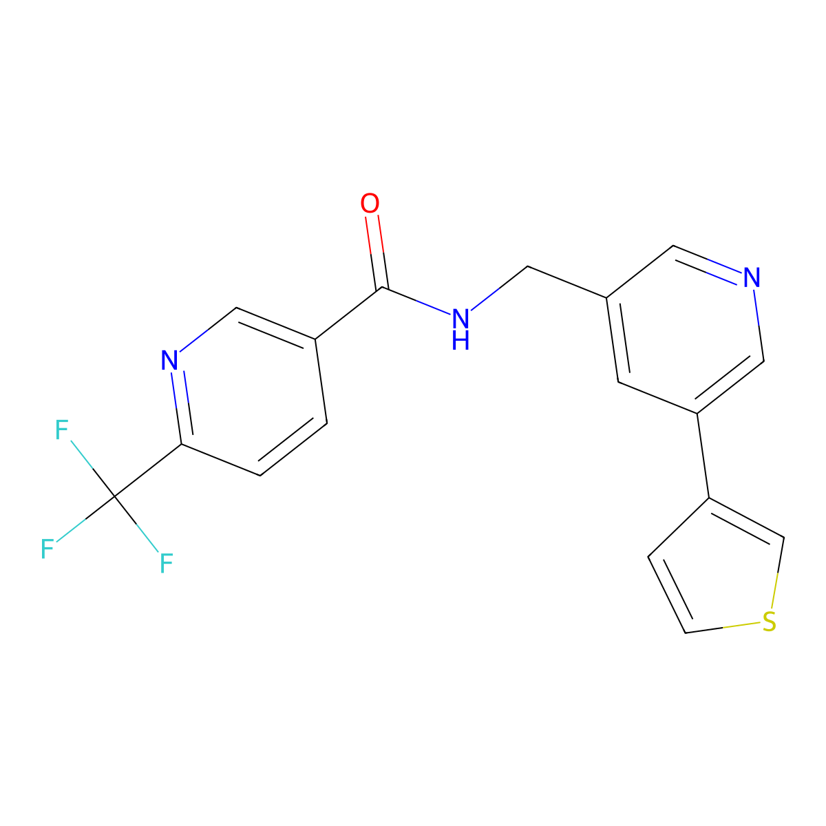 N-((5-(thiophen-3-yl)pyridin-3-yl)methyl)-6-(trifluoromethyl)nicotinamide molecular structure, CAS 1795191-01-3
