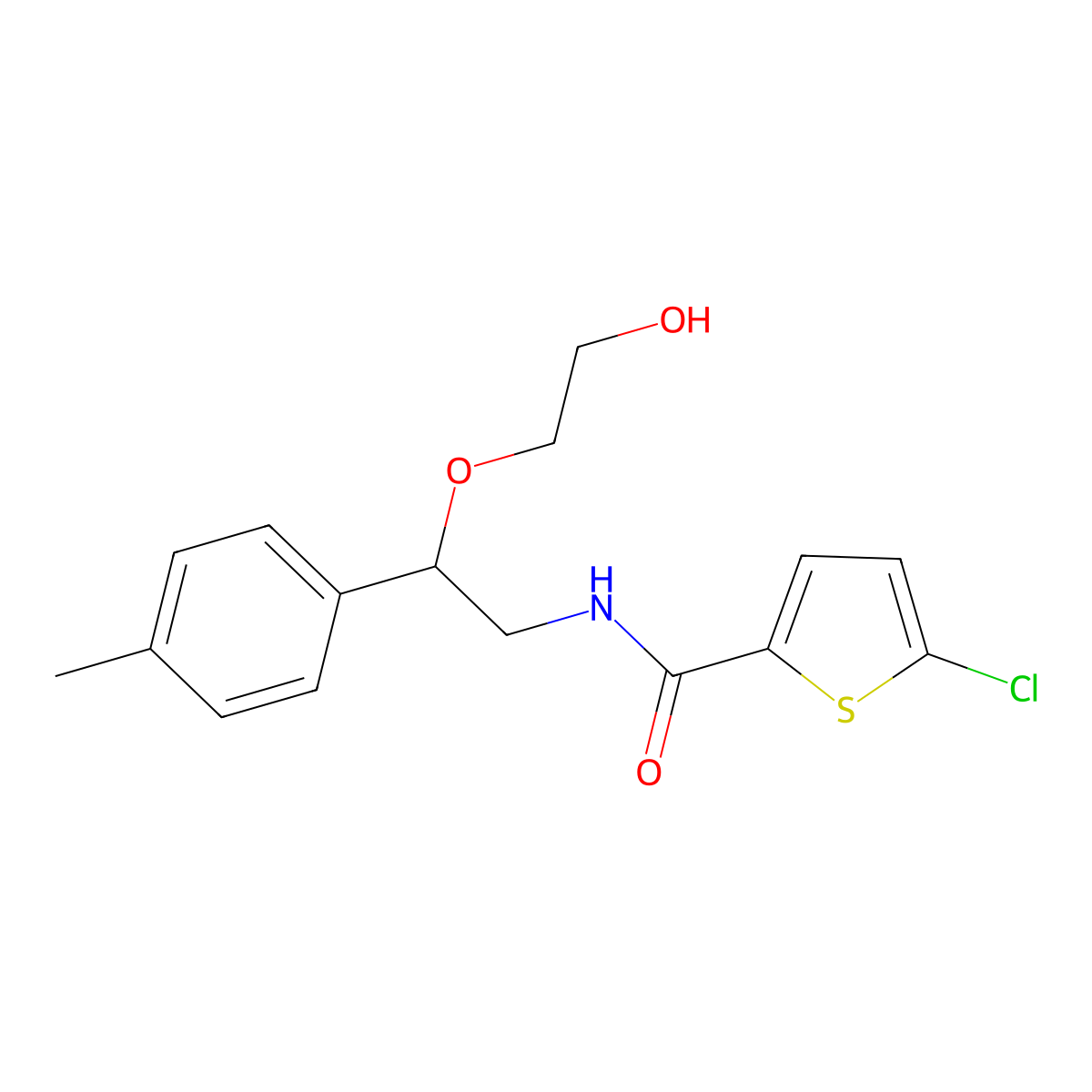 5-chloro-N-(2-(2-hydroxyethoxy)-2-(p-tolyl)ethyl)thiophene-2-carboxamide molecular structure, CAS 1795191-04-6