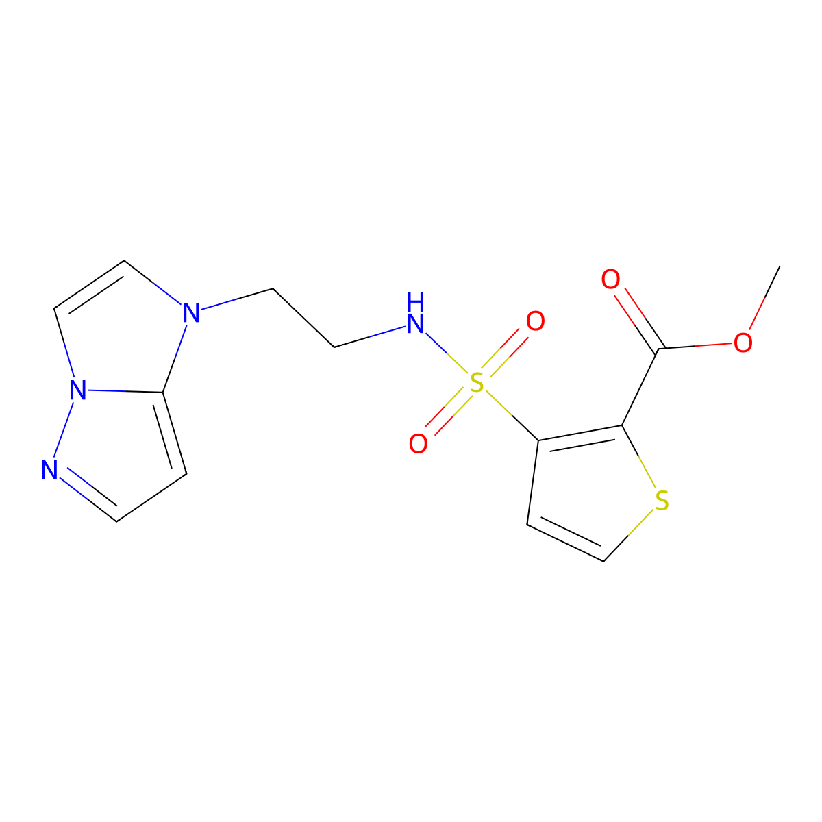 methyl 3-(N-(2-(1H-imidazo[1,2-b]pyrazol-1-yl)ethyl)sulfamoyl)thiophene-2-carboxylate molecular structure, CAS 1795191-15-9