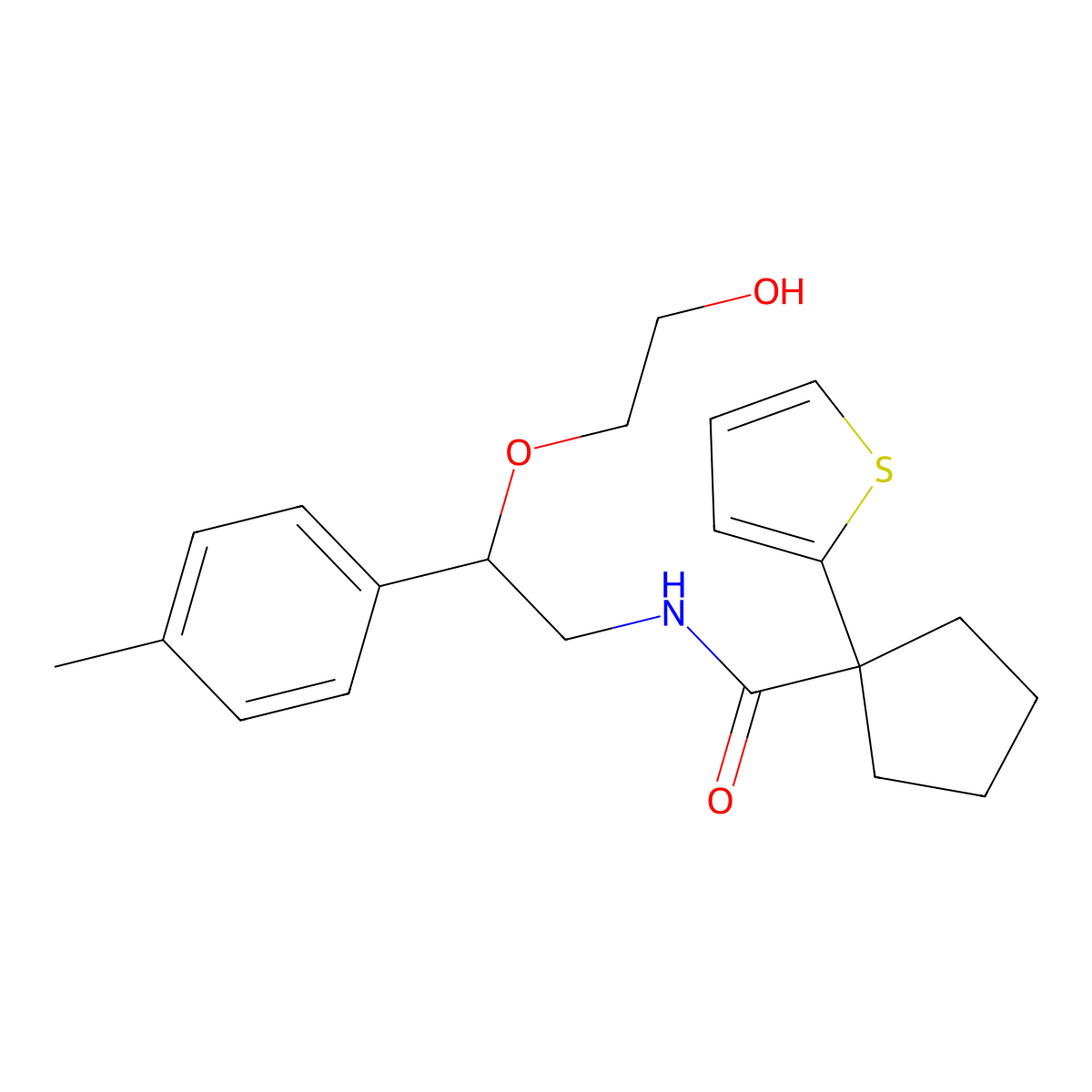 N-(2-(2-hydroxyethoxy)-2-(p-tolyl)ethyl)-1-(thiophen-2-yl)cyclopentanecarboxamide molecular structure, CAS 1795191-17-1