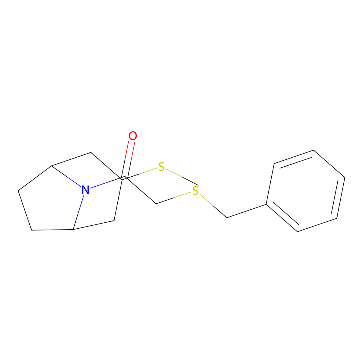 2-(benzylthio)-1-((1R,5S)-3-(methylthio)-8-azabicyclo[3.2.1]octan-8-yl)ethanone molecular structure, CAS 1795191-53-5