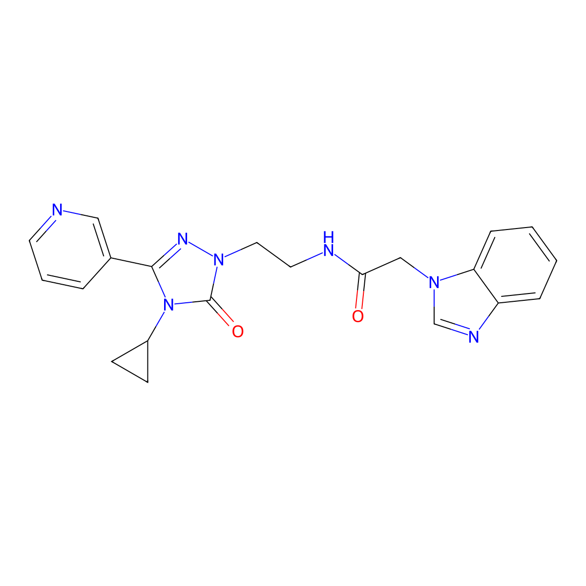 2-(Benzimidazol-1-yl)-N-[2-(4-cyclopropyl-5-oxo-3-pyridin-3-yl-1,2,4-triazol-1-yl)ethyl]acetamide molecular structure, CAS 1795191-62-6