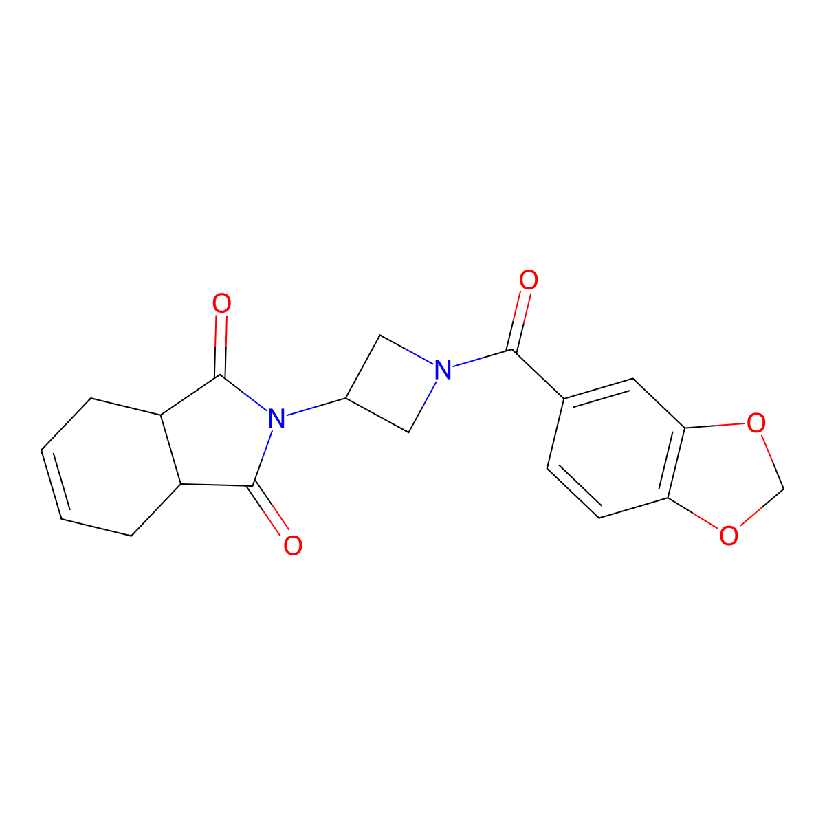 2-(1-(benzo[d][1,3]dioxole-5-carbonyl)azetidin-3-yl)-3a,4,7,7a-tetrahydro-1H-isoindole-1,3(2H)-dione molecular structure, CAS 1795191-64-8