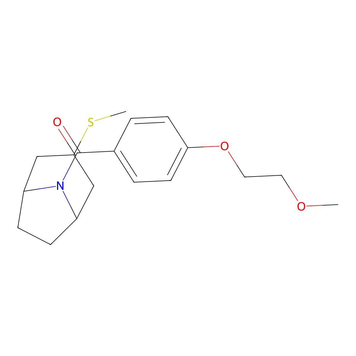 (4-(2-methoxyethoxy)phenyl)((1R,5S)-3-(methylthio)-8-azabicyclo[3.2.1]octan-8-yl)methanone molecular structure, CAS 1795191-91-1