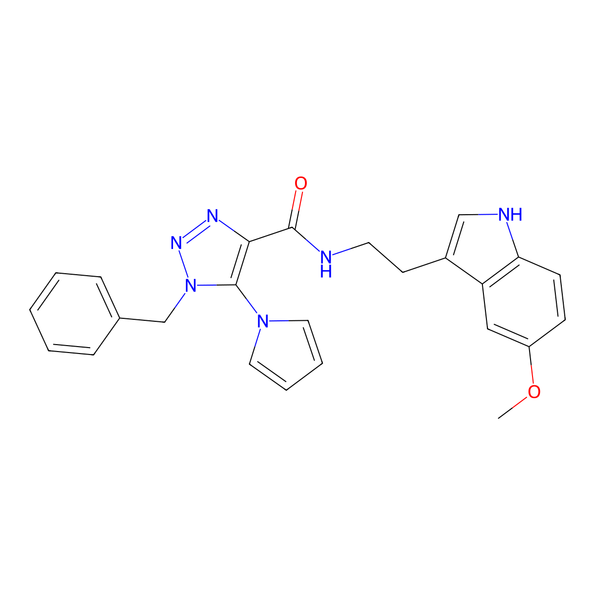 1-benzyl-N-[2-(5-methoxy-1H-indol-3-yl)ethyl]-5-(1H-pyrrol-1-yl)-1H-1,2,3-triazole-4-carboxamide molecular structure, CAS 1795192-14-1